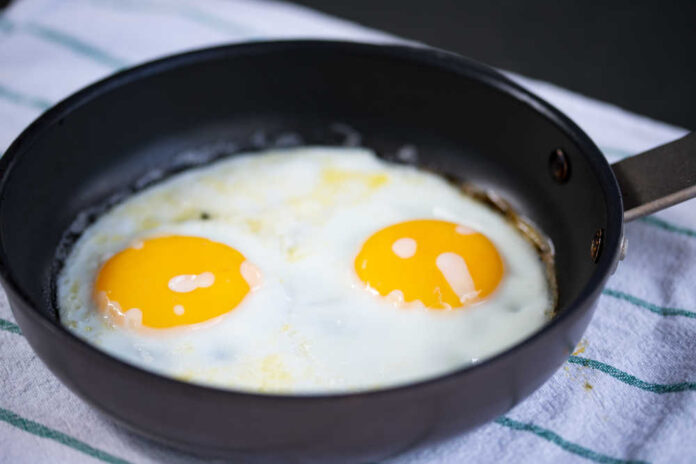 Closeup,Healthy,Keto,Meal,High,Protien,Fried,Eggs,Sunny,Side